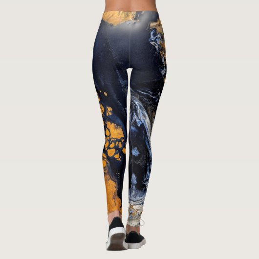 Goud en Glitter marmeren textuur gebeeldhouwde ser Leggings (Achterkant)
