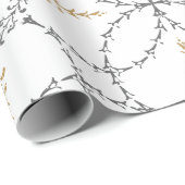 Goud en grijs elegant klassiek  patroon cadeaupapier (Rol Hoek)