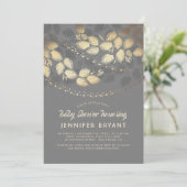 Goud en grijs Elegant Tree Lights Baby shower Kaart (Staand voorkant)