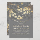 Goud en grijs Elegant Tree Lights Baby shower Kaart (Voorkant / Achterkant)
