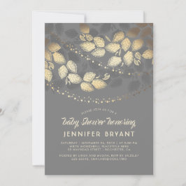 Goud en grijs Elegant Tree Lights Baby shower Kaart