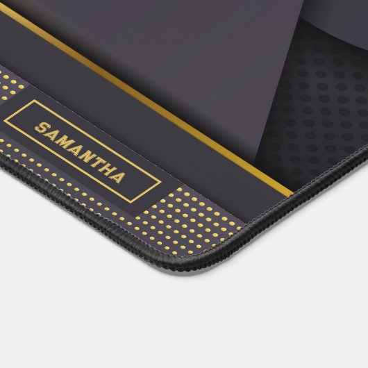 Goud en grijs gaming ontwerp op maat monogram bureaumat (Hoek)