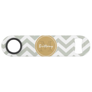 Goud en grijs Klassieke Chevron en aangepast monog Speed Flessenopener