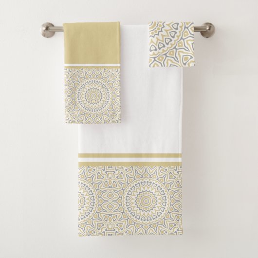 Goud en grijs Modern Mandala Bad Handdoek (Insitu)