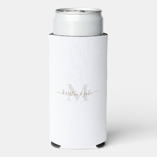 Goud en grijs monogram en Script-namen bruiloft (Seltzer Achterkant)