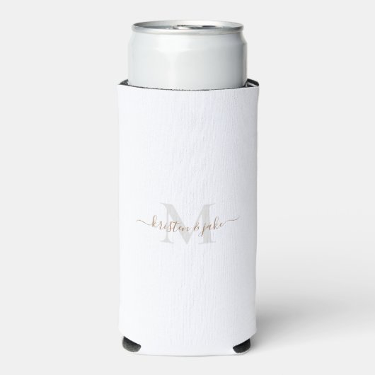 Goud en grijs monogram en Script-namen bruiloft (Seltzer Voorkant)