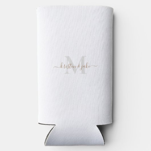 Goud en grijs monogram en Script-namen bruiloft (Achterkant)
