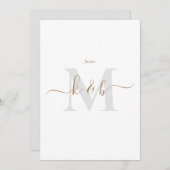 Goud en grijs Monogram Schijfbalk Manuscript Bride Kaart (Voorkant / Achterkant)
