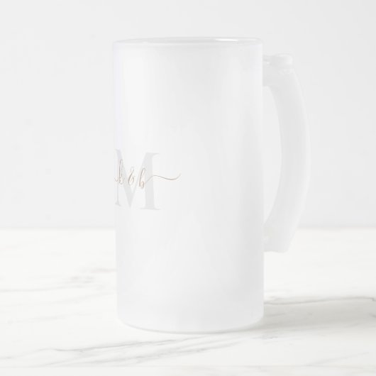 Goud en grijs Monogram-wasscript Matglas Bierpul (Voorkant rechts)