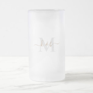 Goud en grijs Monogram-wasscript Matglas Bierpul