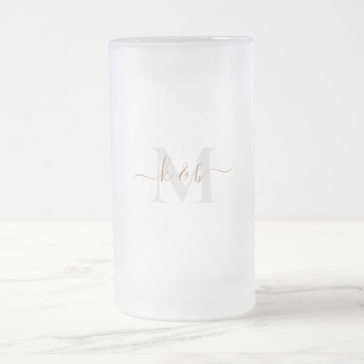 Goud en grijs Monogram-wasscript Matglas Bierpul (Center)