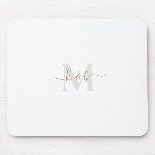 Goud en grijs Monogram-wasscript Muismat (Voorkant)