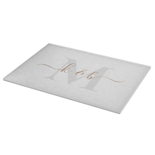 Goud en grijs Monogram-wasscript Snijplank (Hoek)