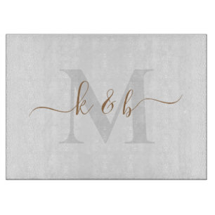 Goud en grijs Monogram-wasscript Snijplank