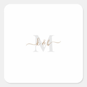 Goud en grijs Monogram-wasscript Vierkante Sticker