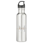 Goud en grijs Monogram-wasscript Waterfles (Voorkant)