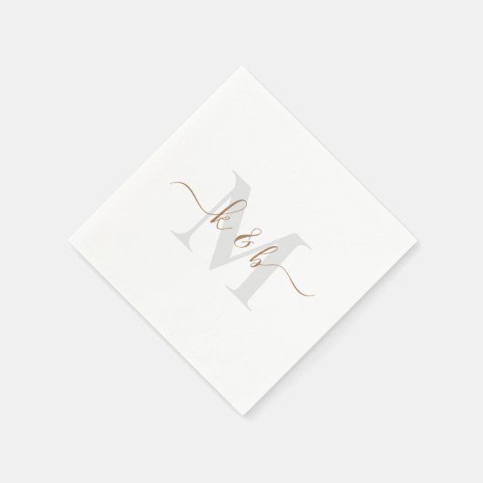 Goud en grijs Monogram Wit handschrift Servet (Hoek)