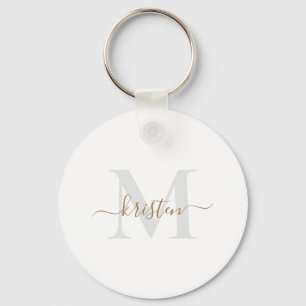 Goud en grijs Monogram wit Sleutelhanger