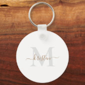 Goud en grijs Monogram wit Sleutelhanger (Voorkant)