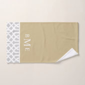 Goud en grijs Trellis Monogram | bewerkbare kleure Bad Handdoek (Handdoek)