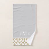 Goud en grijs Trellis Monogram | bewerkbare kleure Bad Handdoek (Handdoek)