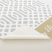 Goud en grijs Trellis Monogram | bewerkbare kleure Sherpa Deken (3/4)