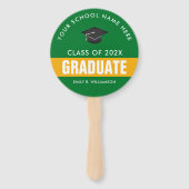 Goud en groen Afstuderen - persoonlijke ventilator Handwaaier (Voorkant)