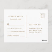 Goud en groen Botanical Wedding RSVP Briefkaart (Achterkant)