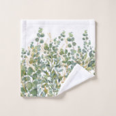 Goud en groen botanische eucalyptusbladeren bad handdoek (Wasdoekje)