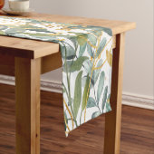 Goud en groen botanische eucalyptusbladeren korte tafelloper (Voorbeeld)