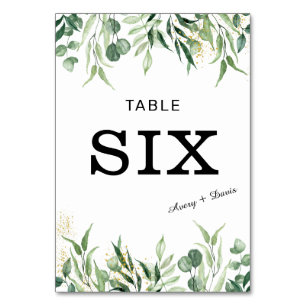 Goud en groen bruiloft voor tafelnummer Kaart.