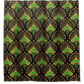 Goud en groen Deco-patroon Douchegordijn (Voorkant)