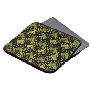 Goud en groen Deco-patroon Laptop Sleeve