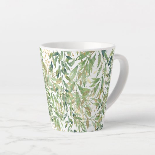 Goud en groen decoratief Plant Latte Mok (Rechterhoek)