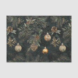 Goud en Groen Donker en Moody Kerstmis Tissuepapier