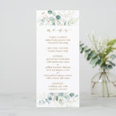 Goud en Groen Elegant Botanisch Bruiloft Menu (Staand voorkant)