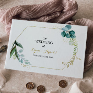 Goud en Groen Eucalyptus Bruiloft Gastenboek