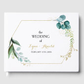 Goud en Groen Eucalyptus Bruiloft Gastenboek (Voorkant)