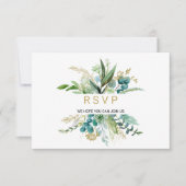 Goud en Groen Eucalyptus Bruiloft Rsvp (Voorkant)