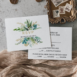  Goud en Groen Eucalyptus Menu Keuze Rsvp