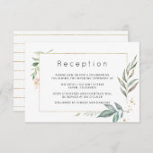 Goud en groen geometrische bruiloft informatiekaartje (Voorkant / Achterkant)