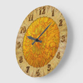 Goud en groen geplat textuur met een abstract deel grote klok (Hoek)