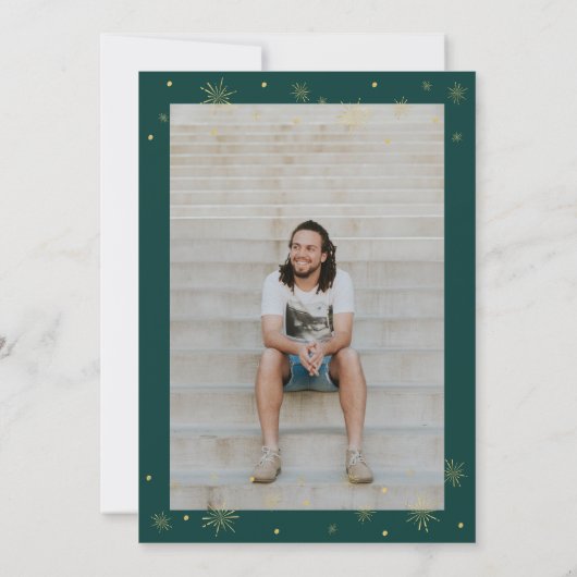 Goud en groen | Moderne grafische 25e verjaardag Kaart (Achterkant)