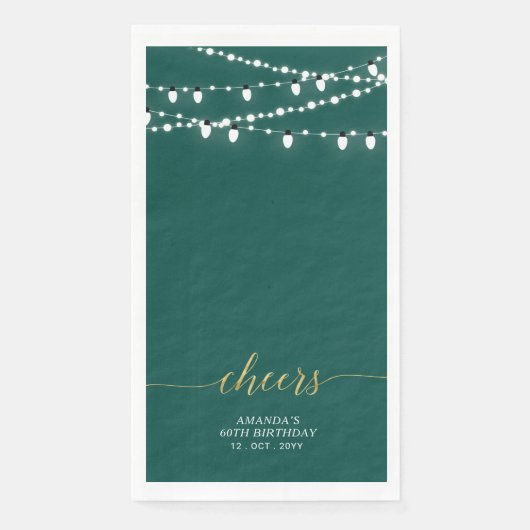 Goud en groen strijklicht Elegant Lettering Cheers Servet (Voorkant)