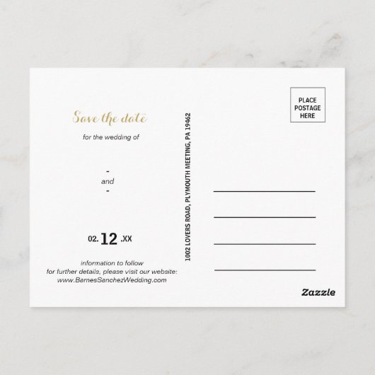 Goud en Groene Eucalyptus Bewaar de Datum Briefkaart (Achterkant)