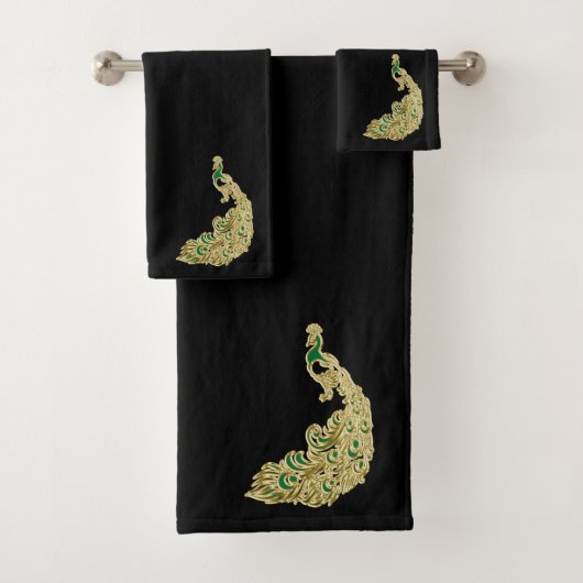 Goud en groene pauw helder bad handdoek (Insitu)