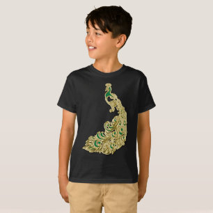 Goud en groene pauw helder t-shirt
