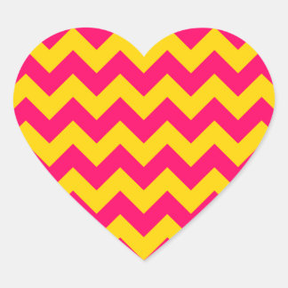 Goud en helder roze zigzag hart sticker