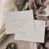 Goud en horizontaal crème opslaan Datum Uitnodiging Briefkaart