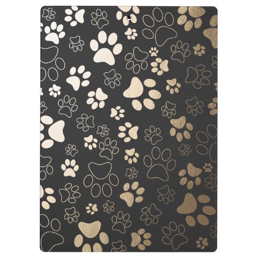 Goud en houtskool paw print patroon klembord (Achterkant)
